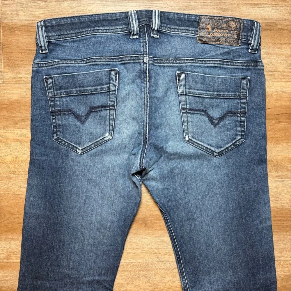 Diesel Safado Jeans Mens 33x32 Blue Slim Straight Stretch Denim Button Fly 0R8E4
